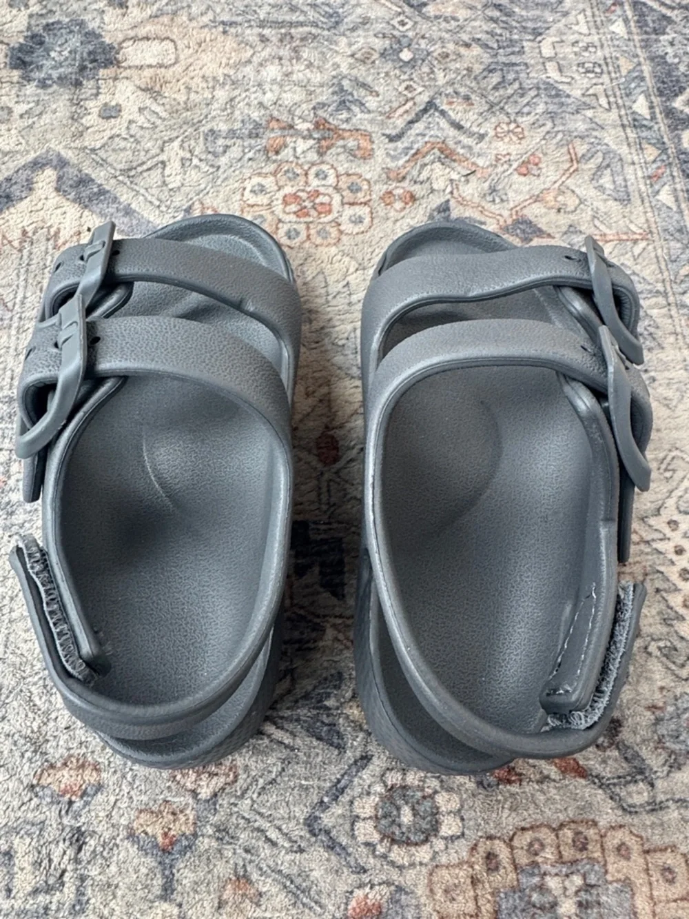 Gray Toddler Sandals Size 7 Double Strap Buckle Summer Shoes